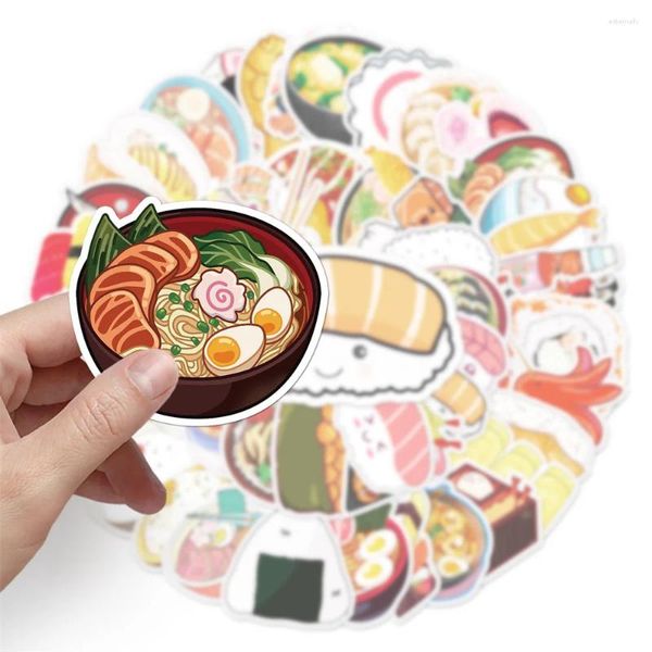 Confezione regalo 50 pezzi di cibo giapponese Noodle Sushi adesivi tirati a mano per diario portatile Scrapbook Kscraft adesivo carino forniture per scrapbooking