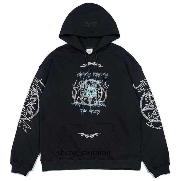 Vetements Hoodie ağır kumaş köpük baskı erkekler kadınlar yüksek kaliteli büyük boy sweatshirtler kazak beyaz gri pamuklu sokak kıyafetleri 968