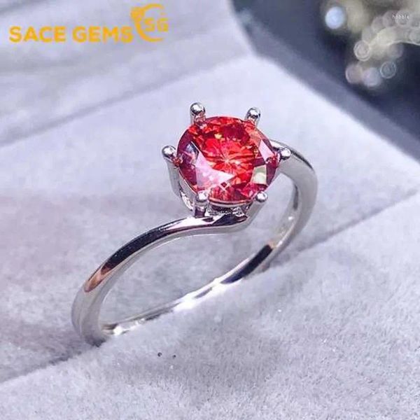 Cluster-Ringe SACE GEMS GRA-zertifizierter 1-ct-Moissanit-Ring VVS1-Labordiamant-Solitär für Frauen, Verlobungsversprechen, Hochzeitsband-Schmuck