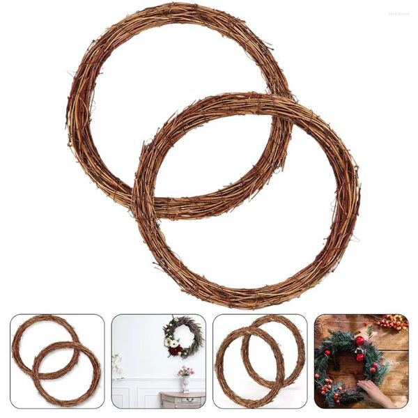 Dekorative Blumen Kranz Kreis natürliche Rebe DIY Girlande Rattan Rahmen Zubehör Materialien Draht Traumfänger handgewebte Ringe