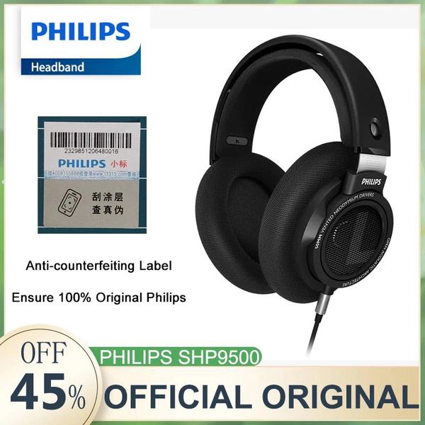 Cuffie Philips SHP9500 Cuffie HiFi Stereo Auricolare cablato Computer Online Learning Auricolari Esports Gioco 3,5 mm 6,3 mm Auricolare universale