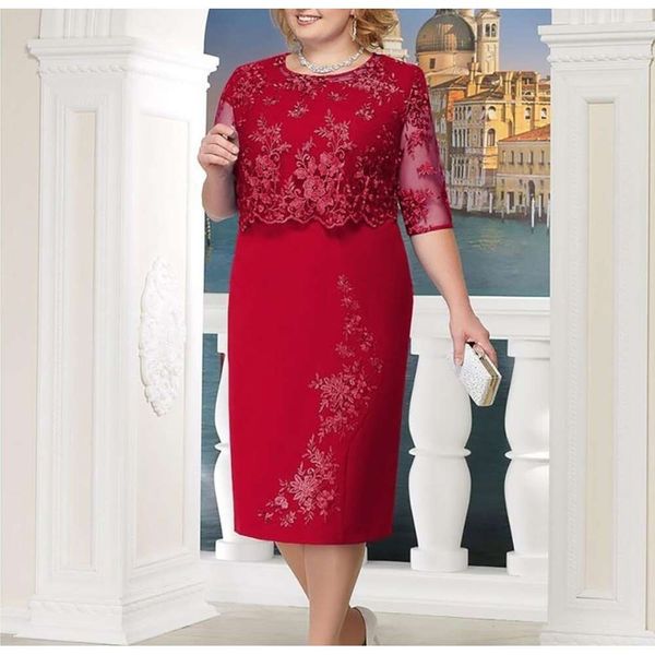 Abiti taglie forti Abito estivo autunnale da donna taglie forti Abito elegante in pizzo Abito da sera femminile blu da sera Abito da cocktail curvy di grandi dimensioni Vestido Designer 656