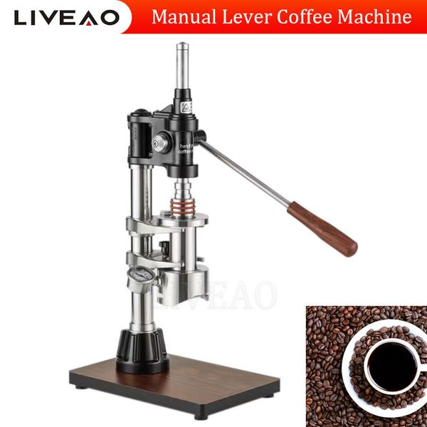 Hebelzug-Handbuch-Espresso-Kaffeemaschine aus Edelstahl. Italienische, fahrzeugmontierte Handpress-Kaffeemaschine