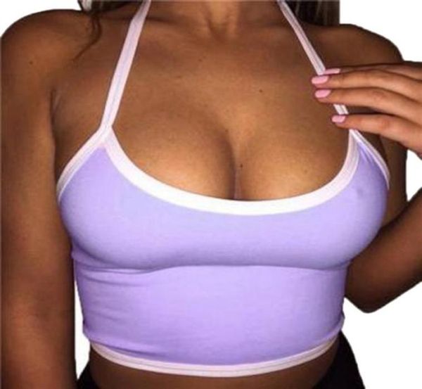 Verão roxo halter topo feminino boho tanque bustier sutiã colete topo de colheita bralette cami vintage sexy clube recortado topos roupas femininas 5493888