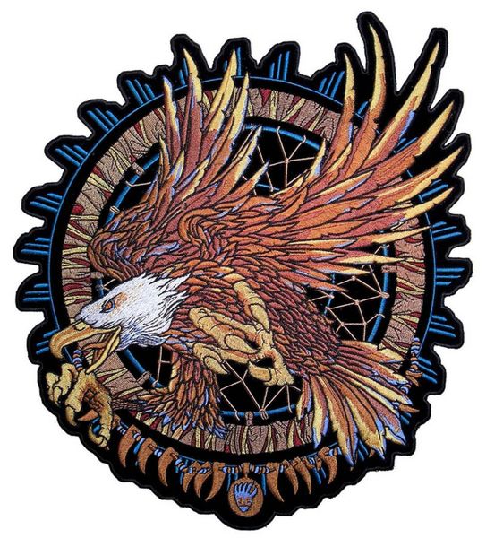 Nuovo arrivo Dream Catcher Bald Eagle ricamato Biker Patch MC Man Giacca da motociclista Biker Vest Toppe per abbigliamento Iron on 4316081