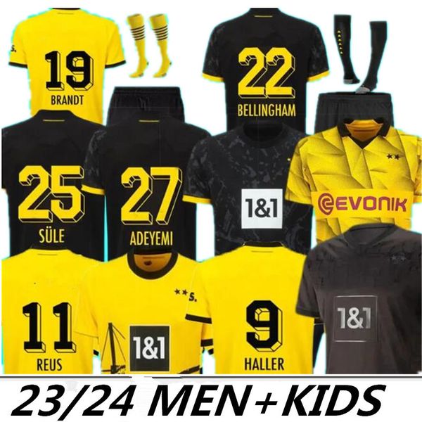 4xl Haller Soccer Jerseys Dortmund 23 24 Camisa de futebol Reus Reyna Dortmund Neongelb Sancho Hummels Brandt Witsel 2023 2024 Men Kits Kit Maillot de Foot