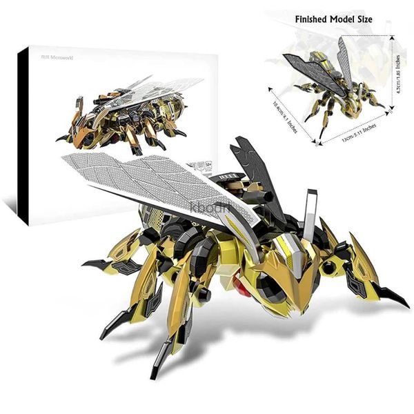 Craft Tools In Stock 3D Metal Puzzle Games Mechanical Bumblebee Models Assemble Kits Laser Cutting Jigsaw Action Figure Model Toys Gifts YQ240119