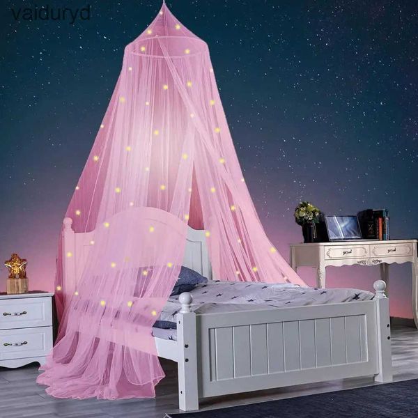 Zanzariera 1 Set Comodo letto a baldacchino Copriletto in poliestere Tenda Glow-in-the-dark Protezione Summer Girls Stars Letto Net Canopyvaiduryd