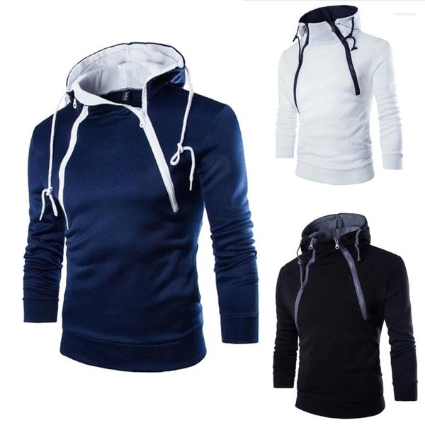 Erkek Hoodies Çift Zipper Bahar Sonbahar Kapşonlu Sweatshirts Düz Renk Kapüşonlu Out Giyim Moda Polar Sıcak Hoodie Street Giyin