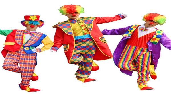 Lustige Clown-Kostüme, Cospaly Clown-Kleidung, Anzug 548, Zirkus-Kostüm für Männer und Frauen, Joker-Kostüm, Weihnachten, Halloween, Maskerade, Party, Dr2807999