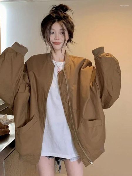 Kadın Ceketleri BF Kadın Safari Tarzı Unisex Coats Koreli Sonbahar Mujer Outwear Ins Bolgy Çift High Street All-Match Hipster Minimalist