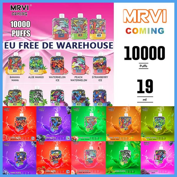 MRVI COMING 10000 10K Descartável Vape Pen E Cigarro Dispositivo com 650mAh Bateria 19ml Pod Prefilled Catridge recarregável DE Stock EU Free