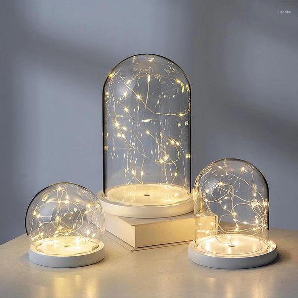 Bottiglie 2 set/pacco Cupola in vetro trasparente di forma diversa Deocration domestica Copertura base bianca EVA luminosa Regalo di nozze fai da te