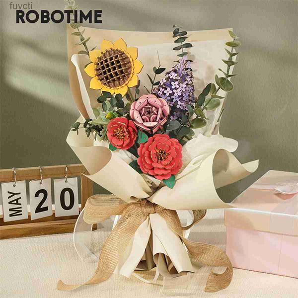 Sanat ve El Sanatları Robotime Rowood 3D Ahşap Çiçek Buket Puzzle Oyunları Kiti Ahşap Bulmaca Yetişkinler Kız Doğum Günü Hediyeleri YQ240119