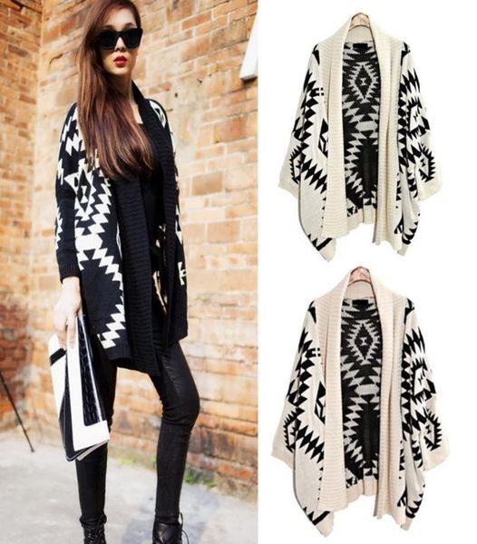 WholeNew Fashion Donna Maglione cardigan lavorato a maglia a maniche lunghe tribale azteco geometrico5958154