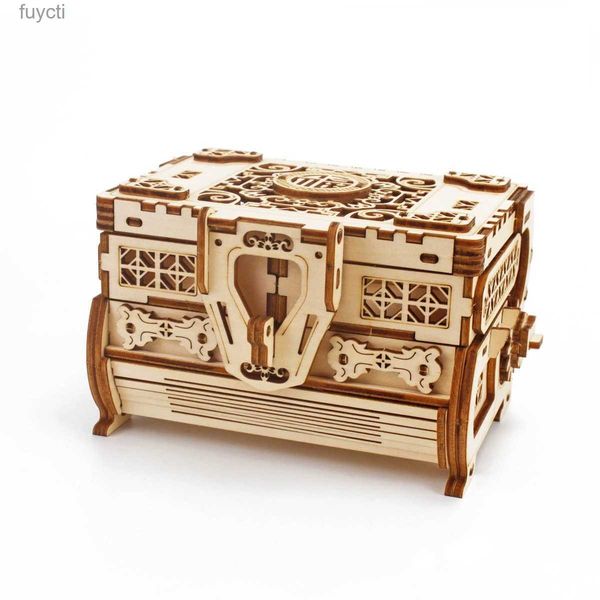 Arts et artisanat 3D boîte à bijoux en bois Puzzle pour enfant adulte assemblage collier mécanique anneau étui à cosmétiques pour construire bricolage modèle de jouets faits à la main YQ240119