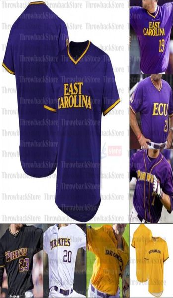 Camisas de beisebol ECU East Carolina Pirates 4 Lane Hoover 14 Jake Agnos 18 Packard 19 Alec Burleson 42 Spencer Brickhouse branco2498227