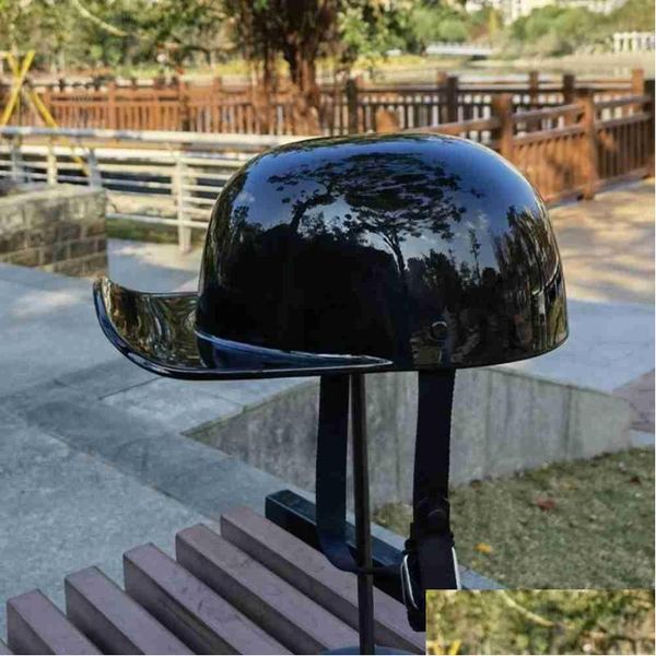 Motorradhelme Helm Retro Schwarz Adt Open Face Half Moto Vintage FL Baseball Cap Zubehör Ente Motorrad Reiten Drop Lieferung Dhvly