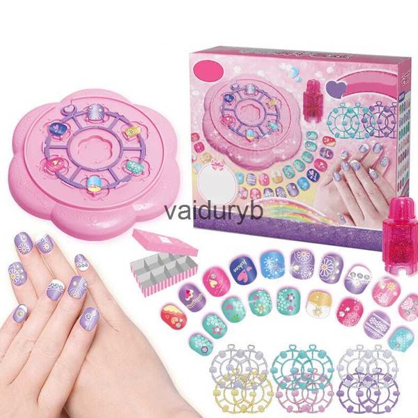 Bellezza Moda ldren Finta trucco per unghie Giocattolo Ragazza Gioca a casa Trucco Fai da te Patch per unghie finte Set manicure Giocattoli Fata Vestire Gioco per ragazza Giftvaiduryb