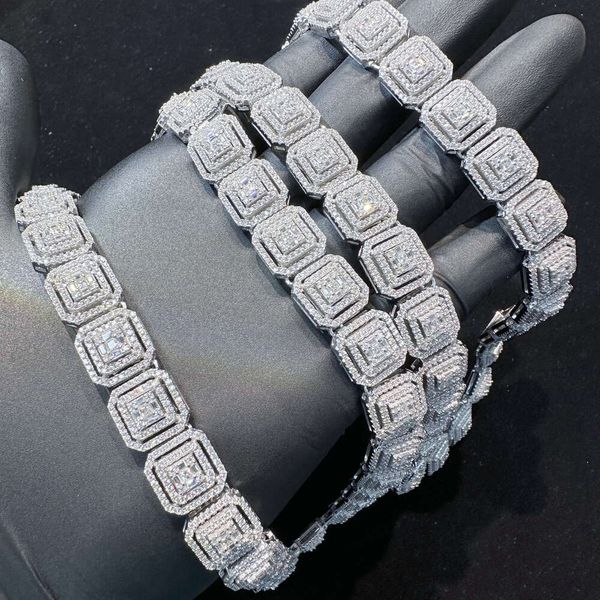 Collana con bracciale in argento 925 con catena rotonda in moissanite Vvs di dimensioni personalizzate per gioielli hip-hop di moda con diamanti