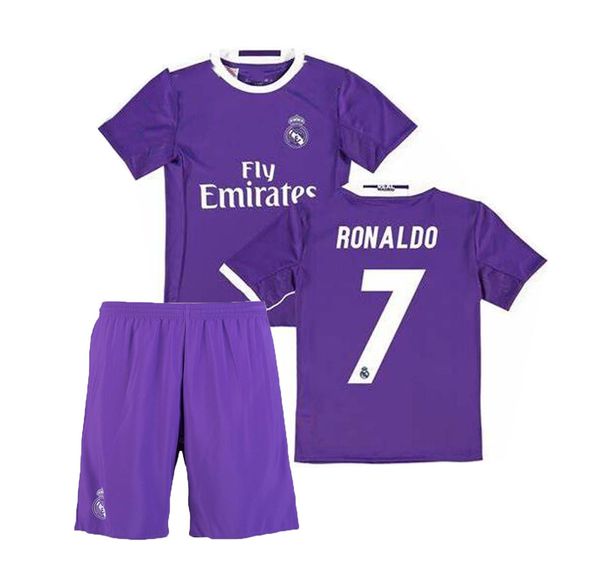 16-17 Real Madrids Retro Soccer Jerseys Kids Kits de Futebol Ronaldo Zidane Raul Vintage Figo Kits