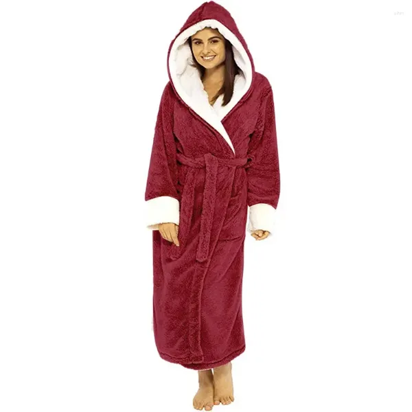 Indumenti da notte da donna Extra lunghi Donne sexy Lusso Flanella Abito da damigella d'onore Griglia termica Accappatoio Accappatoi in pelliccia Vestaglia Kimono rosa Abito invernale