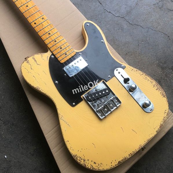 Chitarra elettrica TL invecchiata pesante reliquia personalizzata, corpo in frassino e tastiera in acero vintage, spedizione gratuita