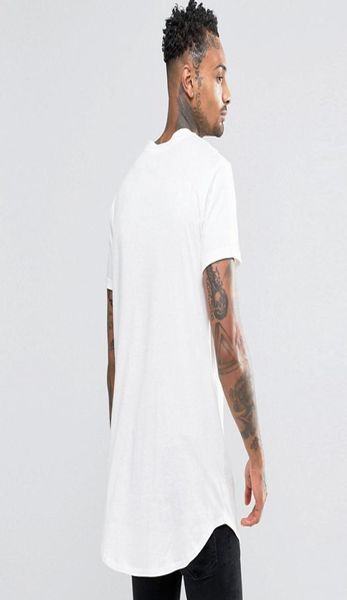 Tous les nouveaux hommes t-shirt étendu t-shirt vêtements pour hommes ourlet incurvé longue ligne hauts t-shirts hip hop urbain blanc justin shirts5313743