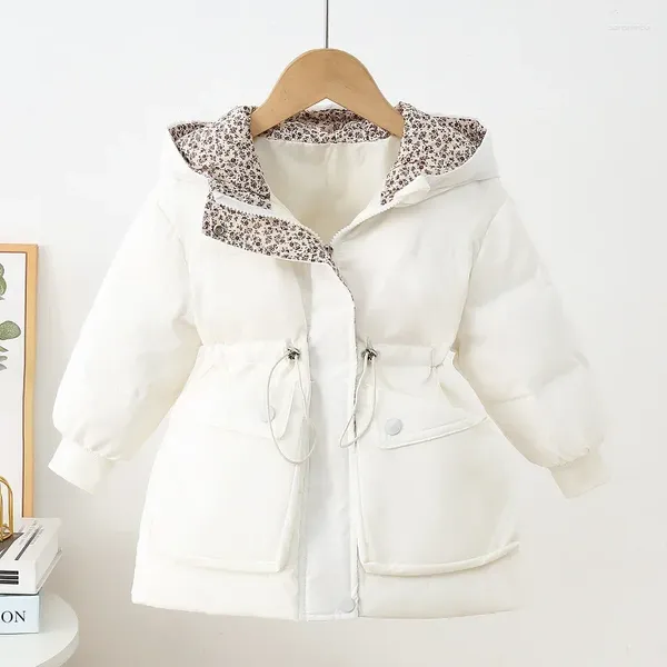 Casaco de penas para meninas roupas de bebê jaqueta de pato de inverno com capuz quente pré-escolar parkas infantis