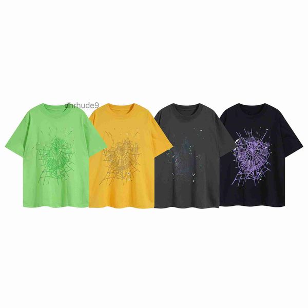 Homens Camiseta Rosa Young Thug Sp5der 555555 Mans Mulheres 1 Qualidade Espuma Impressão Spider Web Padrão Tshirt Moda Top Tees69609 7P6C
