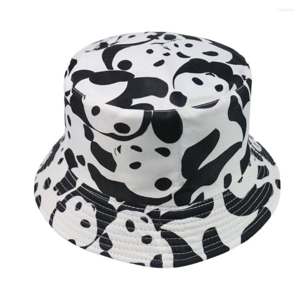 Berretti Cappello da pescatore da mucca bianco nero Uomo Donna Berretto da pesca Hip Hop Adulto Panama Bob Summer Lovers Cotone piatto