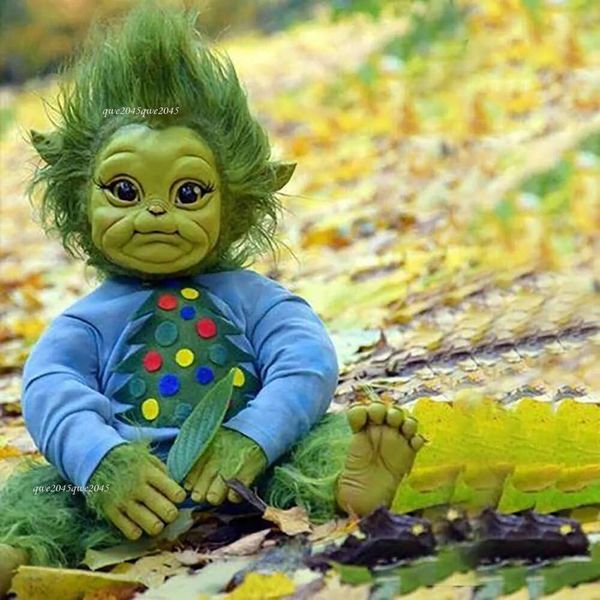 Decorações brinquedo grinch reborn designer bebê realista dos desenhos animados simulação de natal boneca crianças presentes de halloween recheado pelúcia criança brinquedos dropshippin3jxp