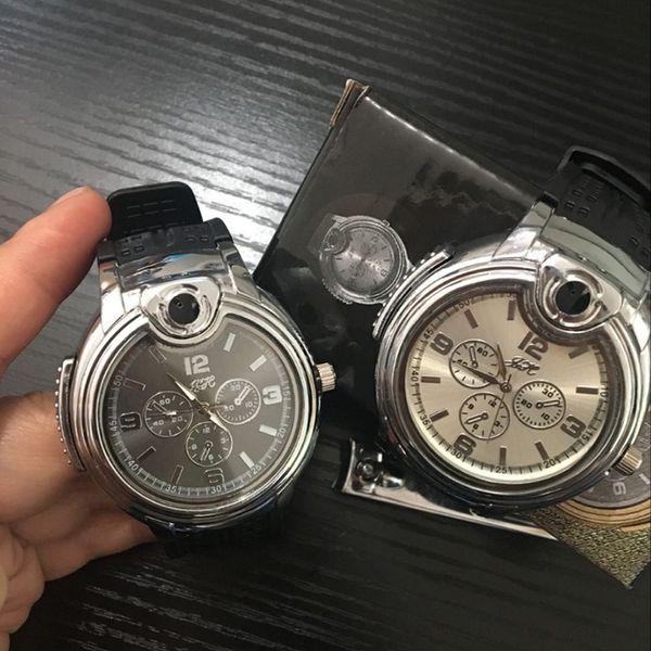 Orologio da collezione Accendisigari butano accendino Fiamma No Gas Accendini ricaricabili per sigari Orologi con confezione regalo 2 colori Accessori per fumatori