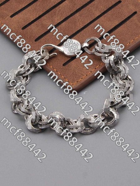 Bracciale gioielli Argento tailandese Lettere corte retrò Doppio anello Moda Personalità maschile Hip Hop Arte Mano femminile Ks3f