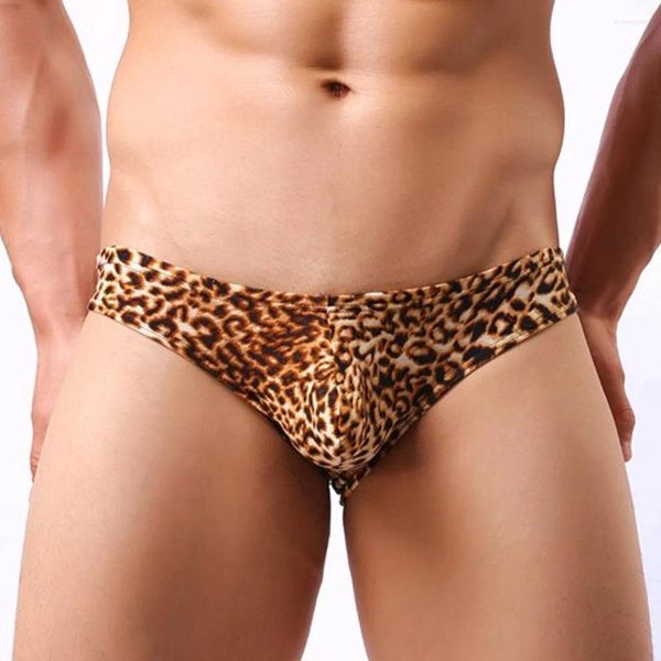 Mutande da uomo sexy leggere morbide e traspiranti stampa leopardata intimo a forma di T slip bikini maschili perizoma a vita bassa perizoma elastico