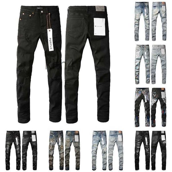 Pantolonlar için mor kot pantolon sıska erkekler sıkıntılı yırtık bisikletçiler kadın denim siyah gri düz eşofman tasarımcıları joggers pantolon 29 40 xj0e