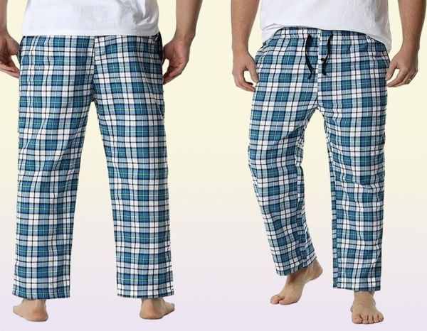 Xadrez Mens Pijama Bottom Pants Pijamas Lounging Relaxed Home PJs Calças Flanela Confortável Jersey Algodão Macio Pantalon Pijama Hombre 26048544