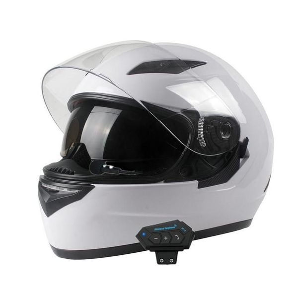 Capacetes de motocicleta Capacete Bluetooth externo Dual Lens Casco Moto Cool Fl Face Preto Moto Mod Drop Delivery Automóveis Motorcycl Otcsx