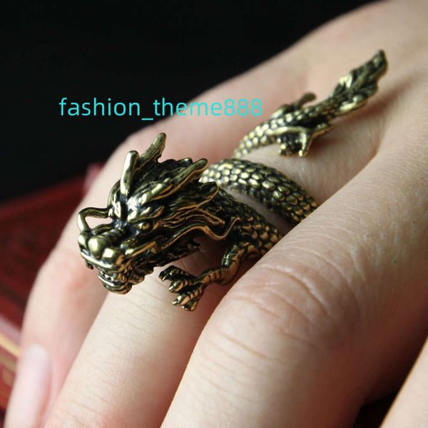 Хип-хоп серебряные мужские кольца Ретро INS животное Дракон Кольца в стиле панк ювелирные изделия Модные регулируемые массивные кольца с драконом для мужчин