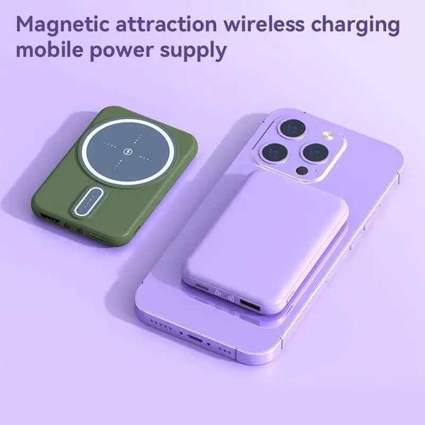 Bancos de energia de telefone celular 30000mAh Mini PowerBank sem fio Carga rápida Carregamento magnético Tesouro de alta capacidade para iPhone Magsafe Charge Bateria externa L240121