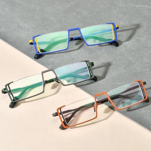 Óculos de sol quadros de alta qualidade puro titânio óculos quadro cor miopia óculos ultra leve quadrado prescrição óptica homem