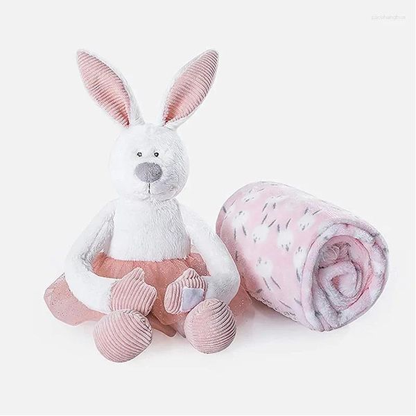 Cobertores Swaddling Cobertor de bebê com brinquedos de animais de pelúcia rosa segurança sono 75/100 cm p flanela de ovelha gota entrega crianças maternidade nu dhcw5