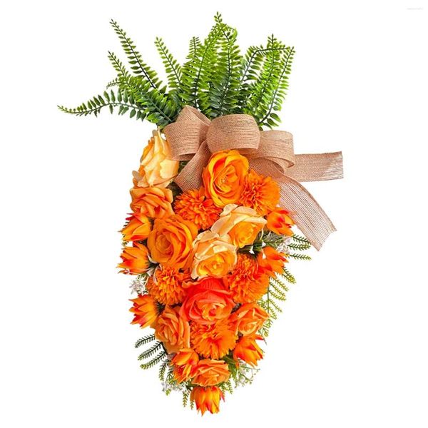 Fiori decorativi Pasqua Carota Decorazione per porta Decorazioni primaverili Ghirlanda da tavolo per la finestra del giardino di nozze della parete anteriore della fattoria