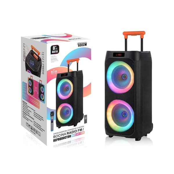 Lautsprecher NDR1096A neuester Dual-8-Zoll-Außenzugstangen-Lichtring Bluetooth RMS40W blendendes Licht tragbarer Partybox-Lautsprecher kleiner Stahl c