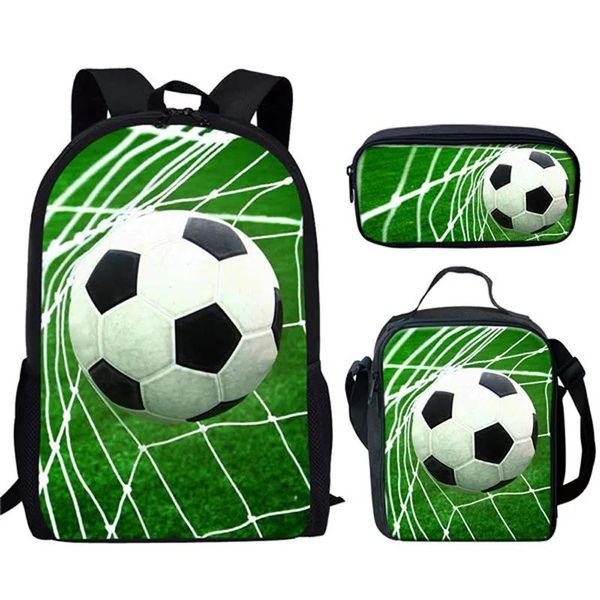 Сумки Модные футбольные школьные ранцы с 3D принтом 3 комплекта Детский рюкзак Сумка для книг для подростков Мальчики Девочки Рюкзак Рюкзак большой вместимости