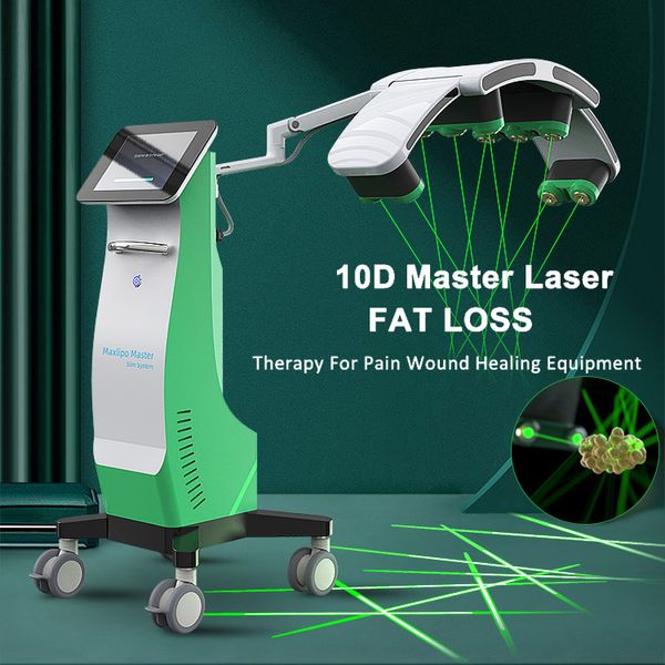 Alta tecnologia de baixo nível laser luz verde lipoaspiração corpo emagrecimento perda de peso máquina 532nm 10d lipolaser ferida curar dor remover dispositivo