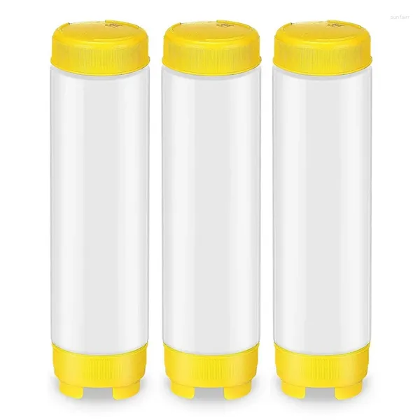 Bottiglie di stoccaggio 9X 16 Oz in plastica invertita spremere punta ricaricabile bottiglia di condimento con dispenser a valvola grande