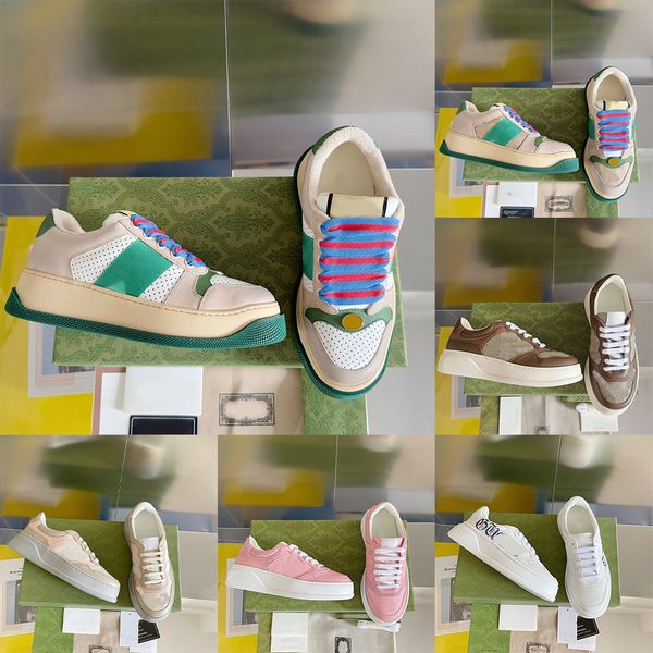 2024 Urban Walk scarpe casual da uomo retrò in pelle sporca tela beige giallo rosa sneakers con suola grossa scarpe da skateboard da uomo e da donna con suola in gomma bicolore