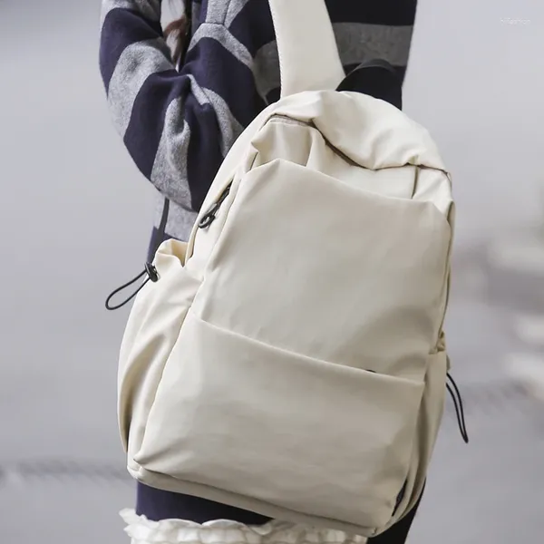 Mochila feminina impermeável náilon mulheres saco de escola para adolescente homens casual ombro cor sólida mochila qualidade viagem