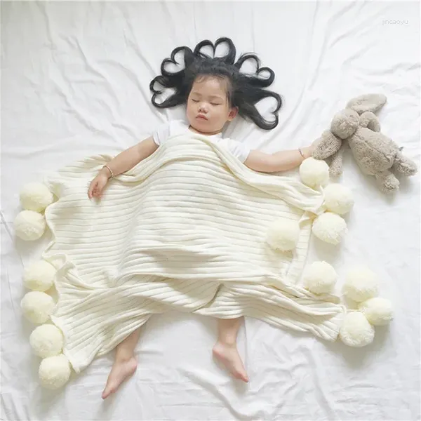 Coperte Coperta per neonati lavorata a maglia per nati Inverno Fascia di cotone Ordito con gomitolo di lana Prodotti per bambini Asciugamano da bagno per bambini Puntelli per foto